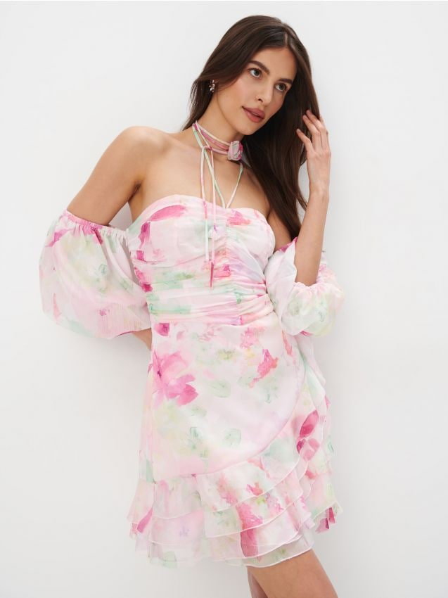 Mohito - Sukienka mini w romantycznym stylu - różowy