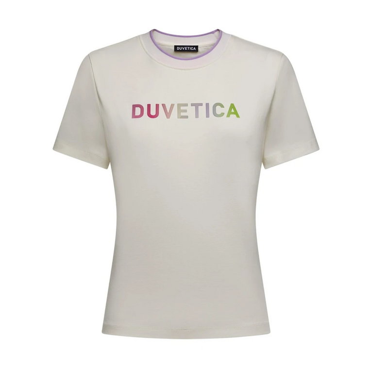 Kolorowa Koszulka z Logo dla Kobiet Duvetica