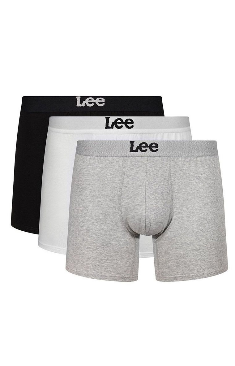 Lee 3-pack bawełniane bokserki męskie long Lind, Kolor biało-szaro-czarny, Rozmiar S, LEE