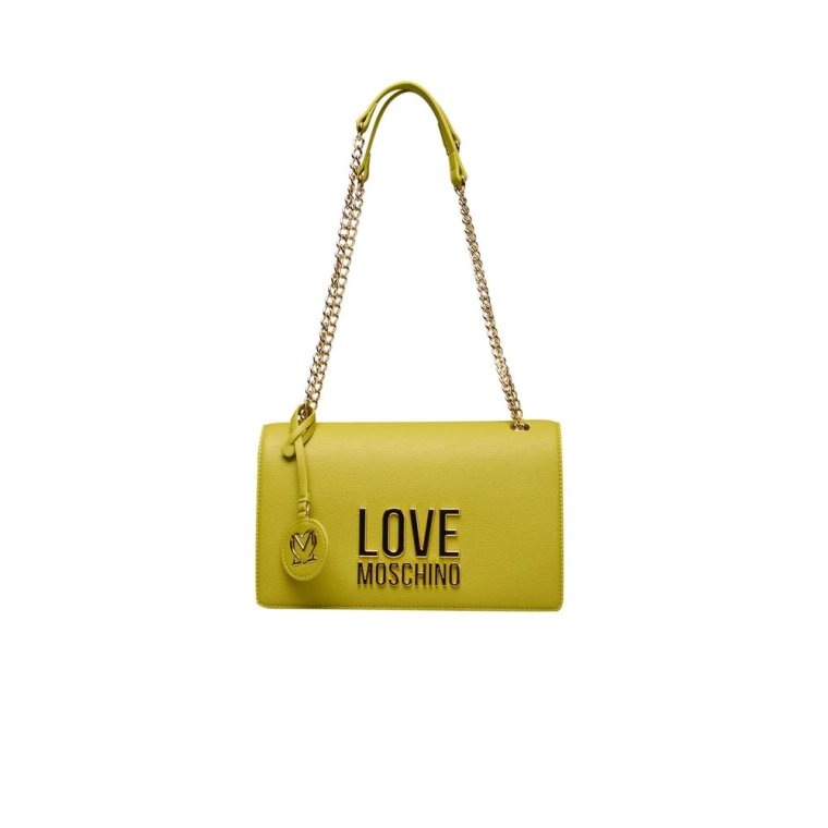 Żółta Torba na Ramię z Klapą Love Moschino