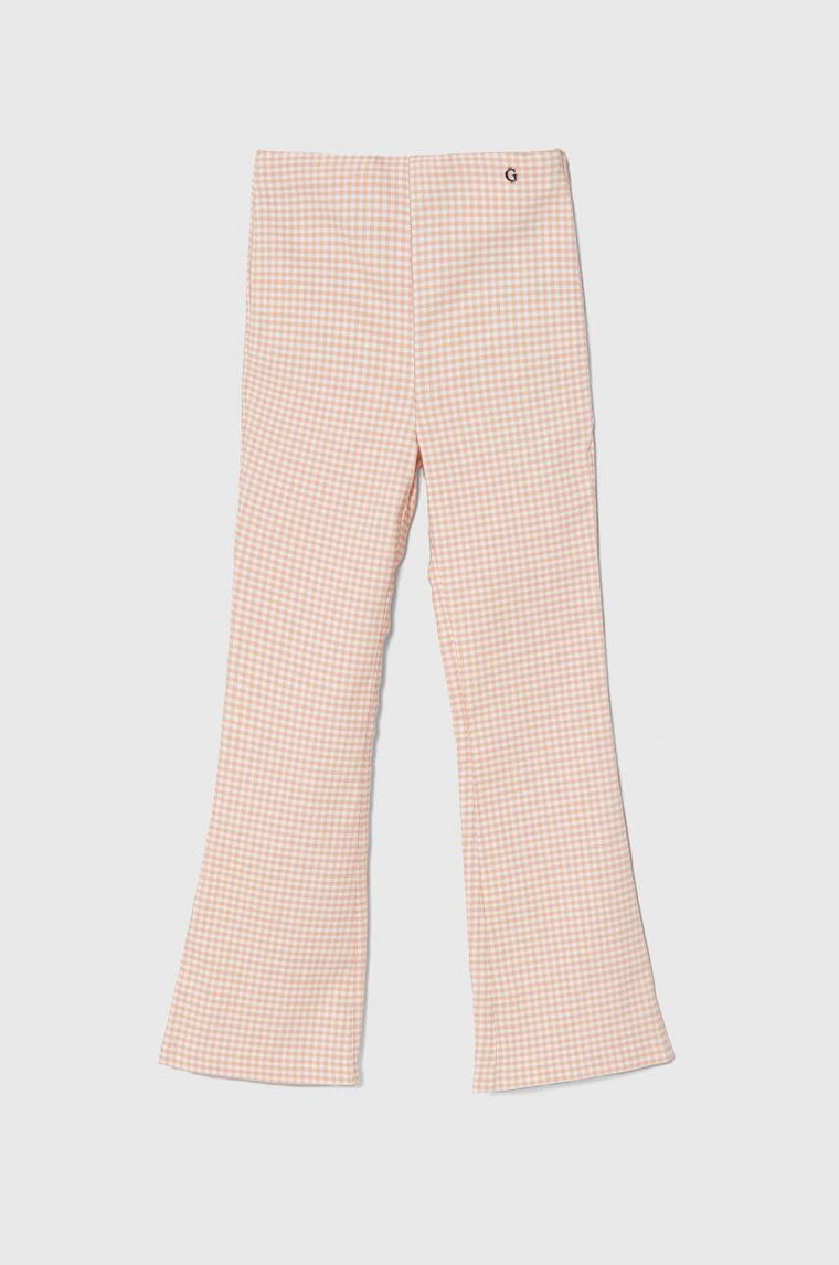 Guess spodnie dziecięce kolor różowy wzorzyste