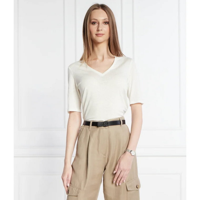 Weekend MaxMara Lniany t-shirt BRUNATE | Regular Fit