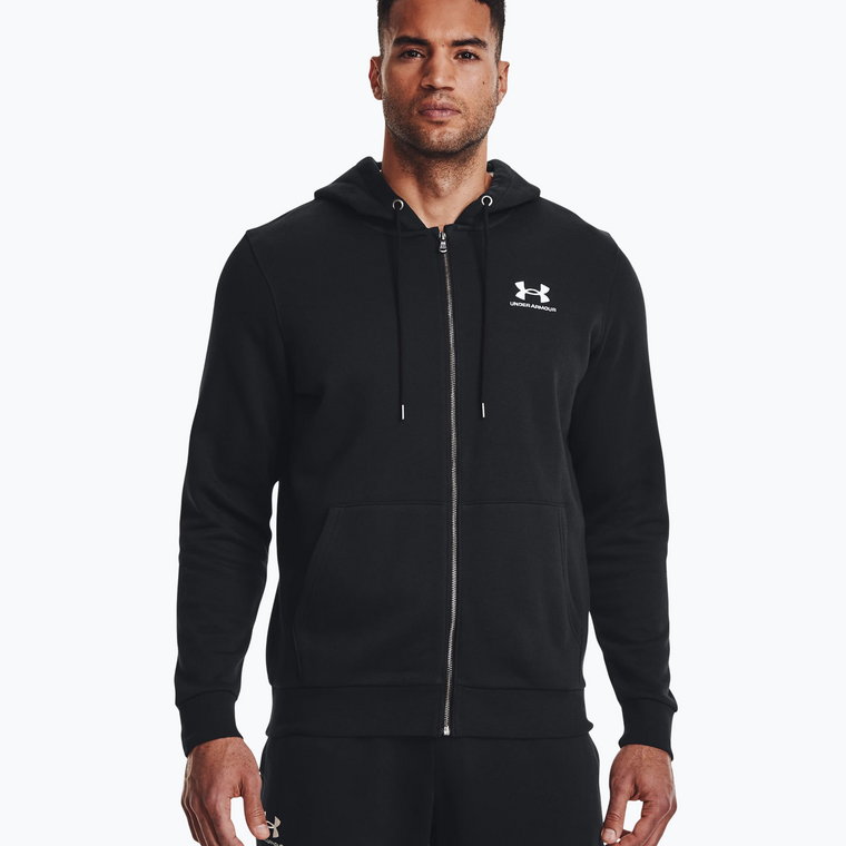 Bluza męska Under Armour Essential Fleece FZ Hood black/white