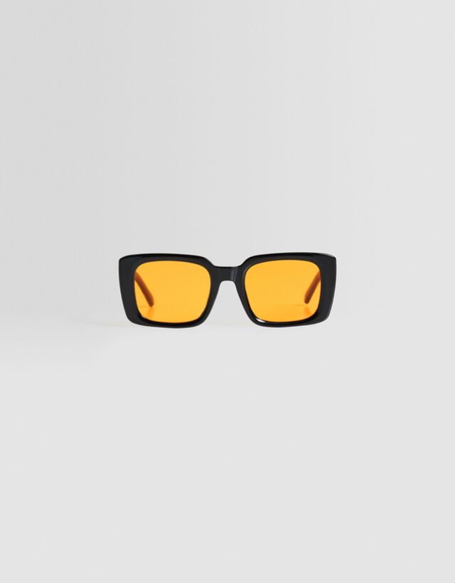 Bershka Prostokątne Okulary Przeciwsłoneczne Kobieta Pomarańczowy