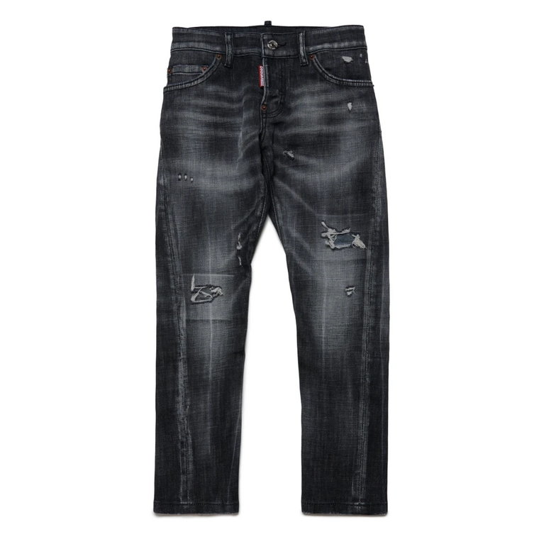 Czarne podarte jeansy marchewkowe - Twist Dsquared2