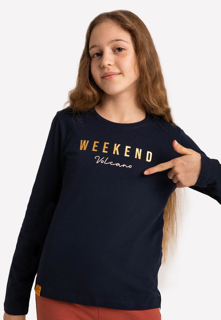 Dziewczęcy longsleeve z bawełny organicznej L-WEEK JUNIOR