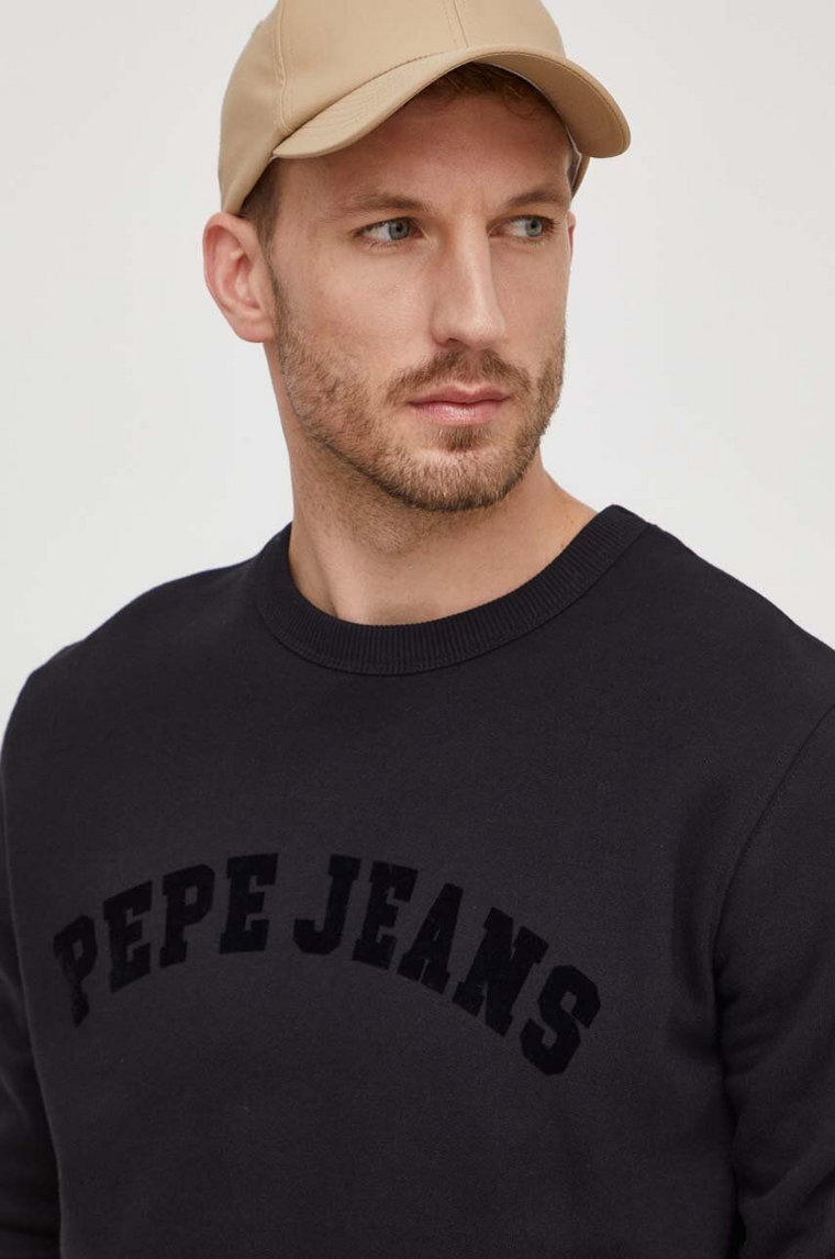 Pepe Jeans bluza bawełniana Randall męska kolor czarny z nadrukiem PM582557