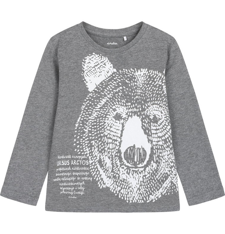 Koszulka T-shirt  z Długim Rękawem chłopięca dziecięca 134 Niedźwiedź  Endo