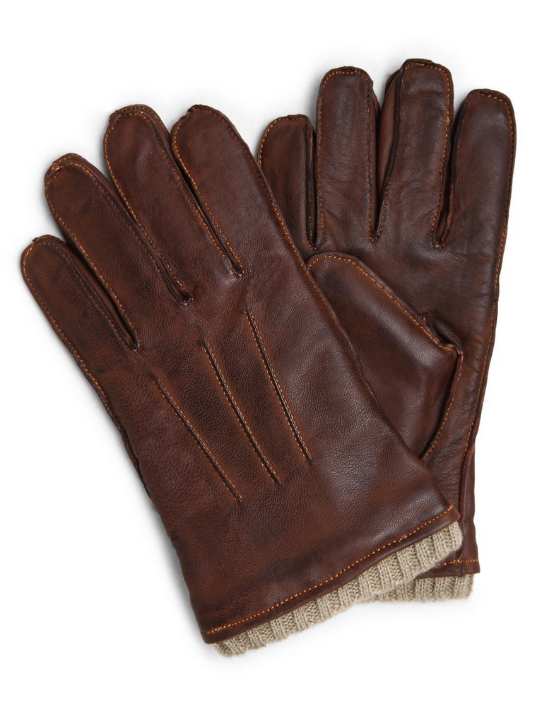 Pearlwood - Rękawiczki męskie ze skóry, brązowy