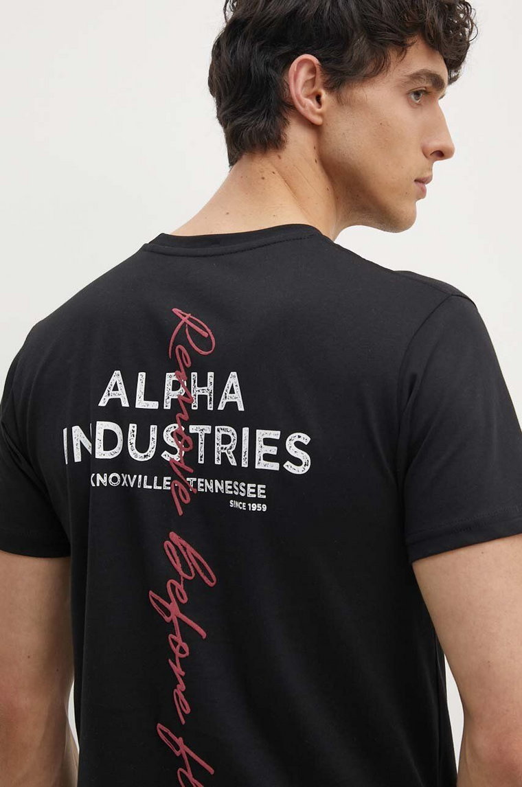 Alpha Industries t-shirt bawełniany męski kolor czarny z nadrukiem 148516