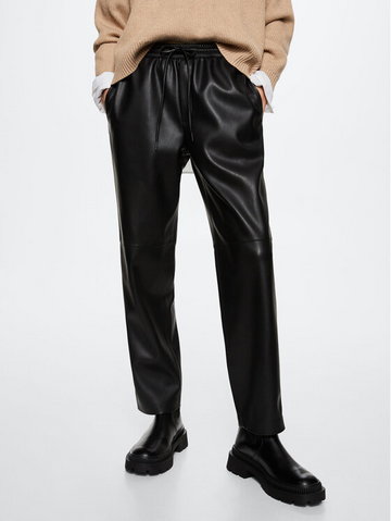 Spodnie z imitacji skóry Apple 37035129 Czarny Jogger Fit