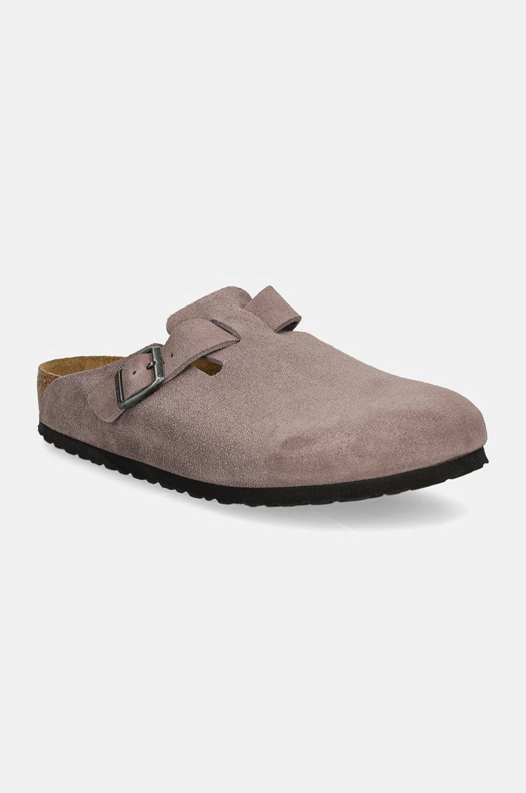 Birkenstock klapki zamszowe Boston męskie kolor fioletowy 1028363