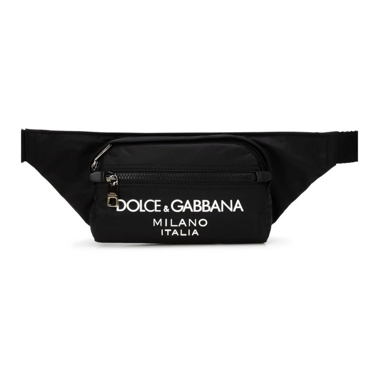 Czarna torba na pas z logo zamkiem błyskawicznym Dolce & Gabbana