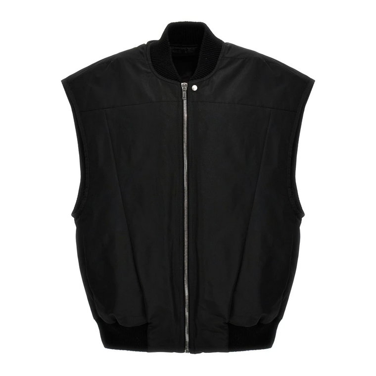 Czarna Oversize Nylonowa Kurtka Bomber Rick Owens