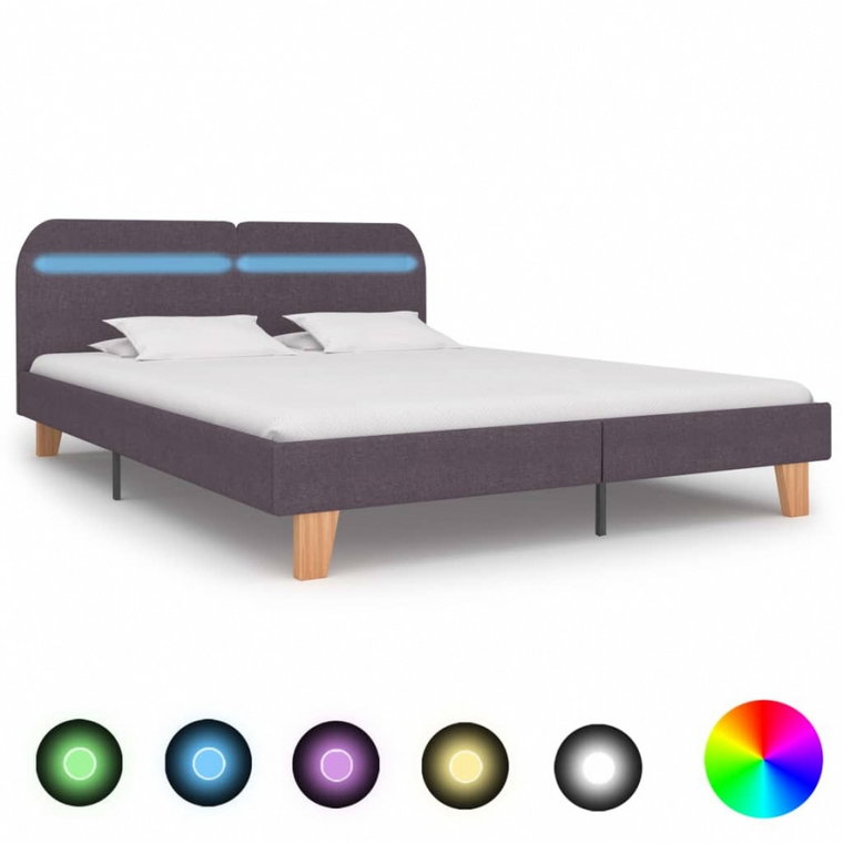 Rama łóżka z LED, taupe, tapicerowana tkaniną, 160 x 200 cm kod: V-280914