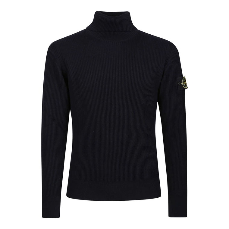 Navy Blue Turtleneck Sweater Stone Island