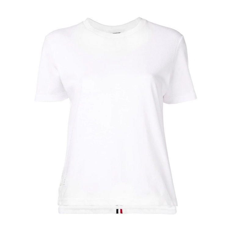 Luźny T-shirt w Paski Biały Thom Browne
