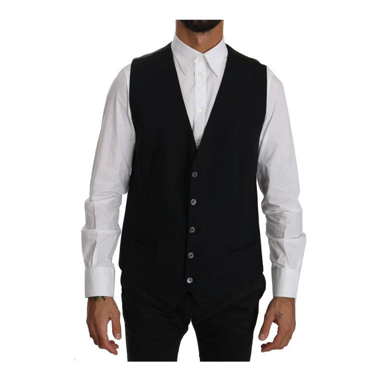 Black Waistcoat Formal Gilet Cotton Vest Dolce & Gabbana