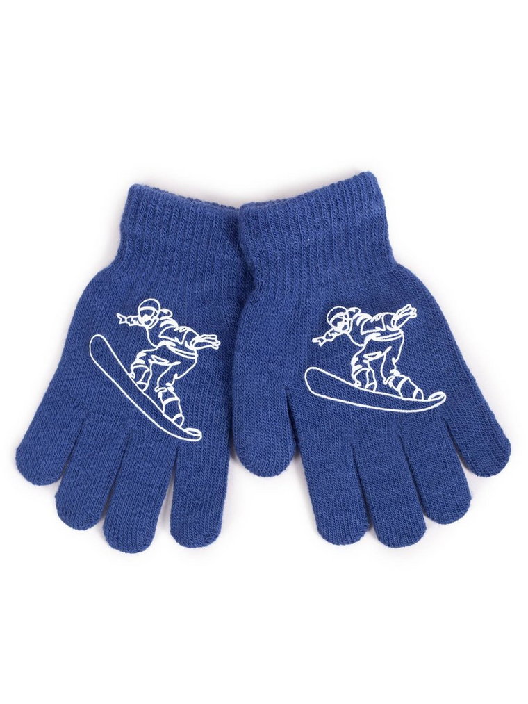 Rękawiczki chłopięce pięciopalczaste niebieskie snowboardzista 14 cm YOCLUB