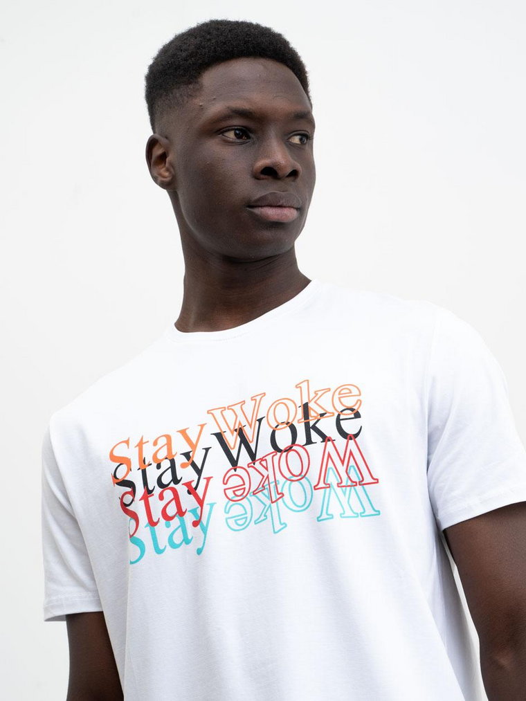 Koszulka Z Krótkim Rękawem Męska Biała MyStars Stay Woke