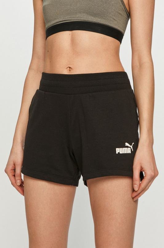 Puma Szorty 586824 damskie kolor szary z nadrukiem high waist 530234