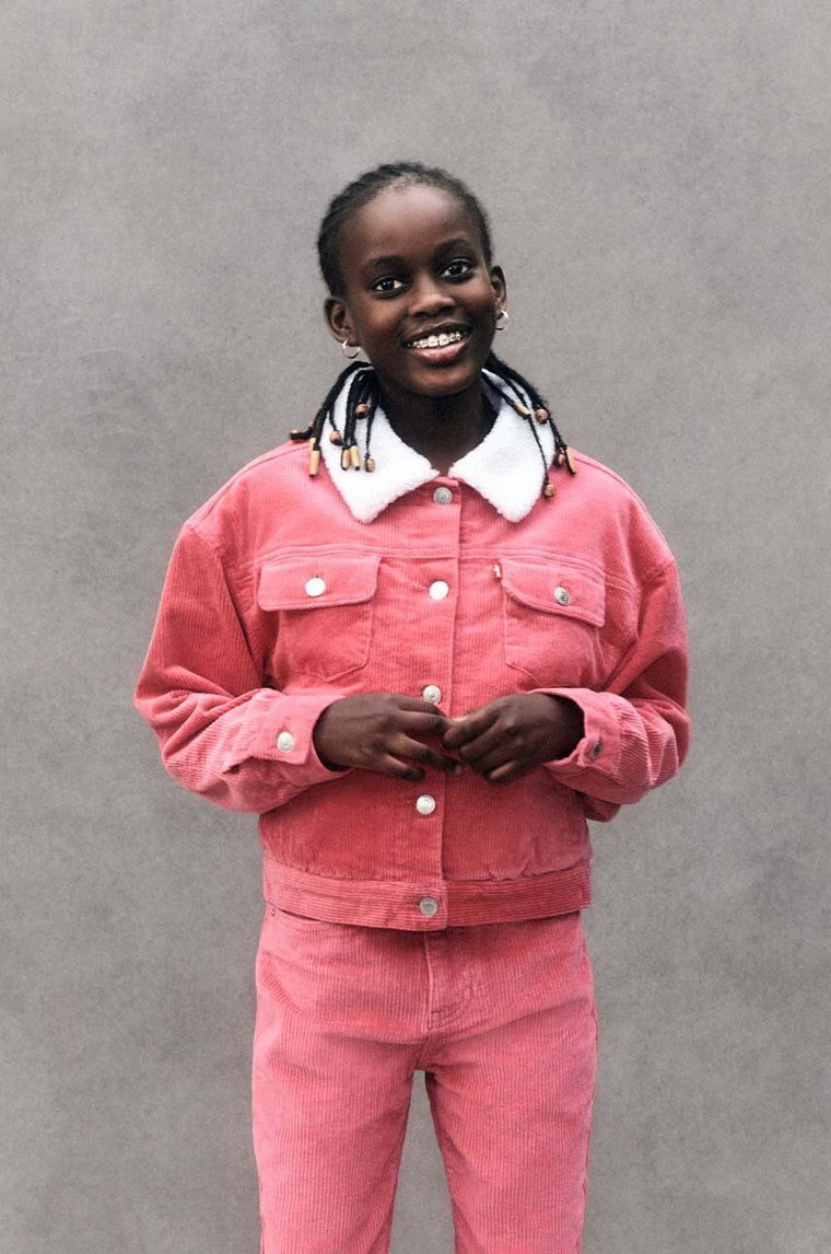 Levi's kurtka jeansowa dziecięca kolor różowy