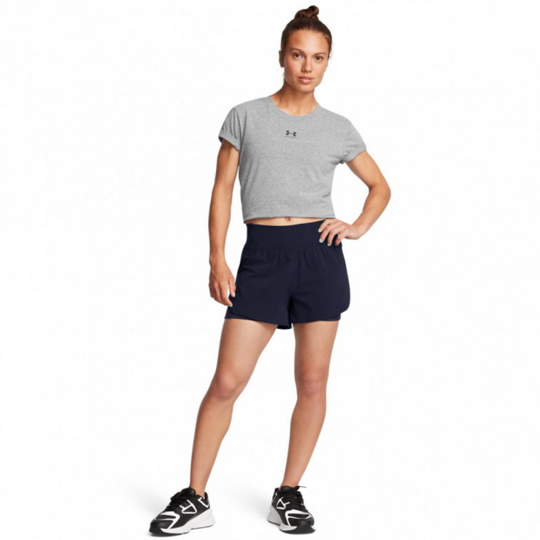 Damskie spodenki treningowe Under Armour Flex Woven 2-In-1 Short - granatowe