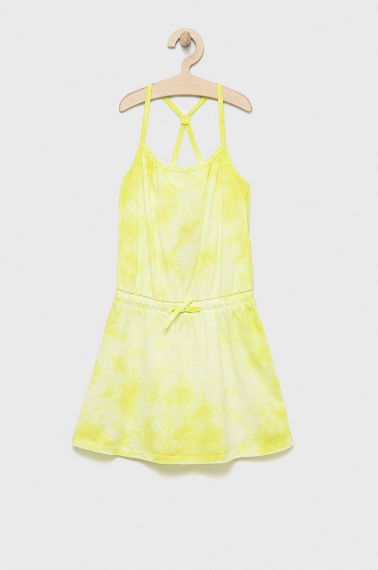 United Colors of Benetton sukienka bawełniana dziecięca kolor żółty midi prosta