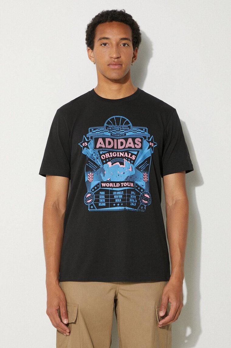 adidas Originals t-shirt bawełniany Street 4 męski kolor czarny z nadrukiem IZ2585