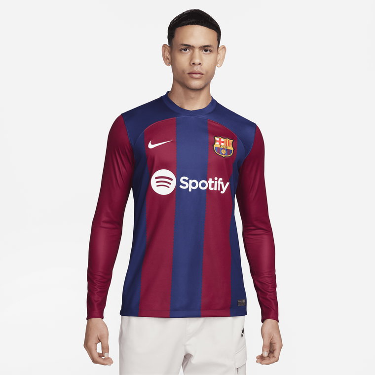 Męska koszulka piłkarska z długim rękawem Nike Dri-FIT FC Barcelona Stadium 2023/24 (wersja domowa) - Niebieski