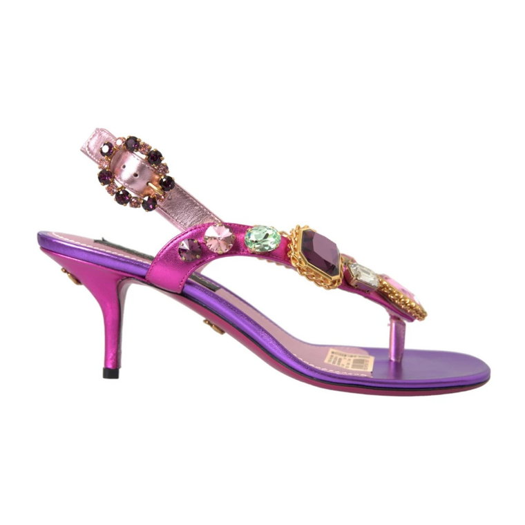 Wielokolorowe Sandały na Obcasie z Kryształkami Dolce & Gabbana