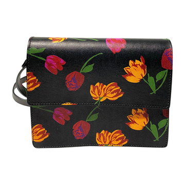 Ganni Pre-owned, Gallery Crossbody Bag in Floral Print Leather Czarny, female,