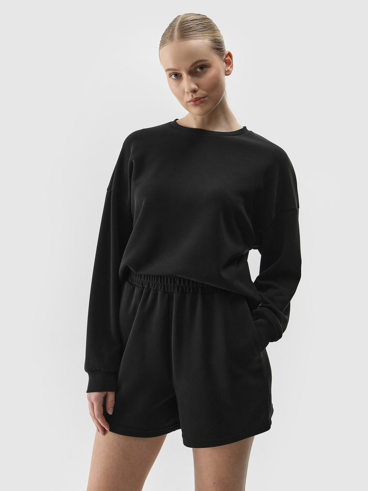 Bluza dresowa nierozpinana z dodatkiem modalu damska - czarna
