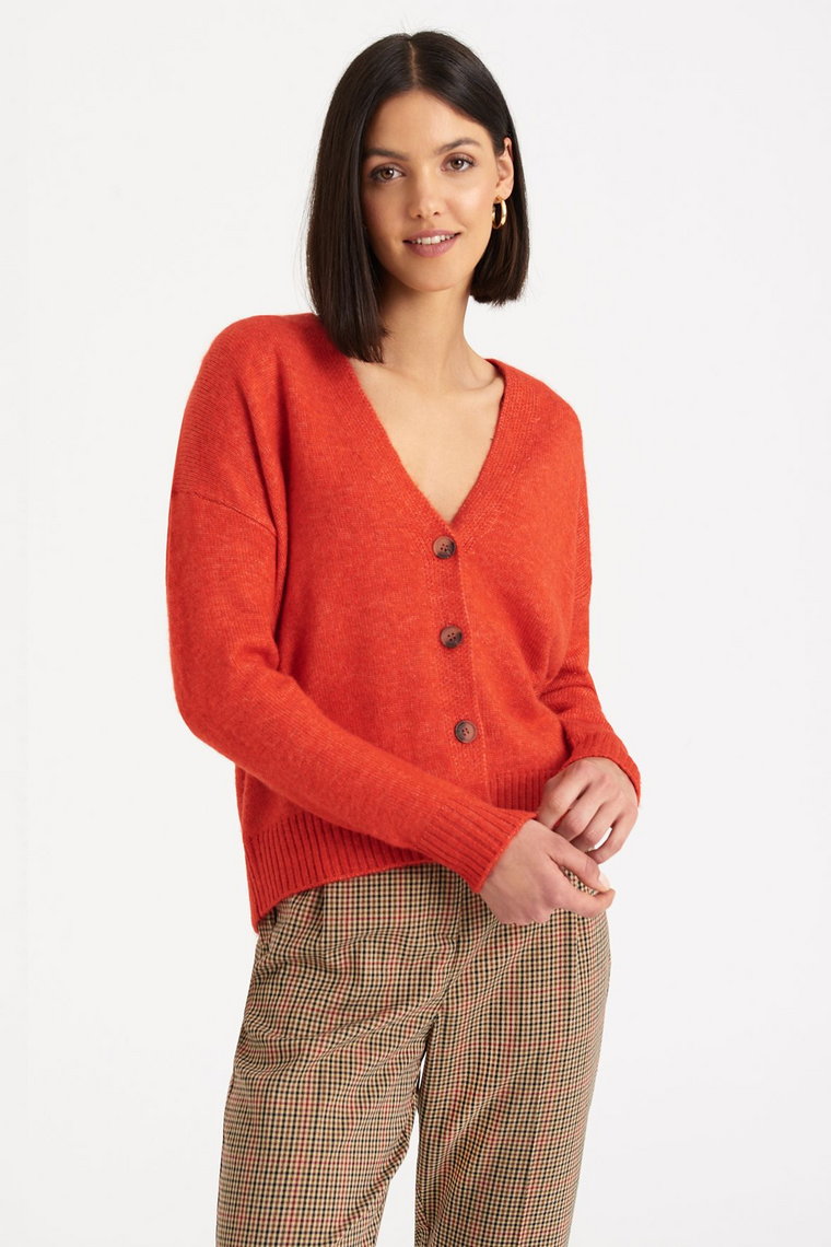 Sweter rozpinany damski pomarańczowy