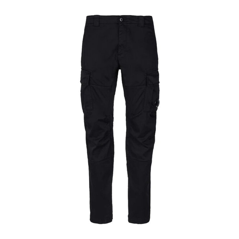 Czarne spodnie cargo z elastycznym materiałem dla mężczyzn C.p. Company