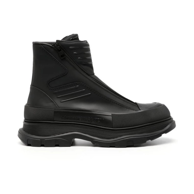 Czarne Tread Slick Buty na Kostkę dla Mężczyzn Alexander McQueen