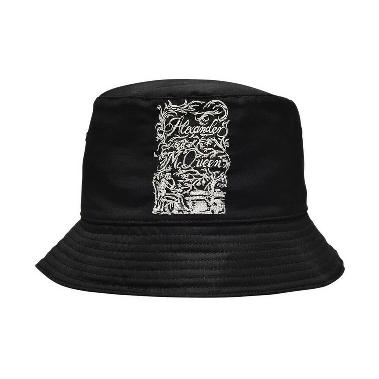 Czarna czapka z płótna z logo szkieletu Alexander McQueen