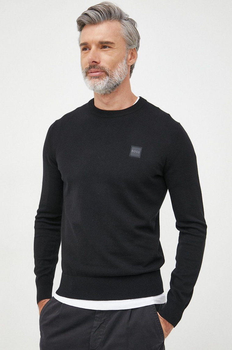 BOSS sweter z domieszką kaszmiru BOSS ORANGE męski kolor czarny lekki