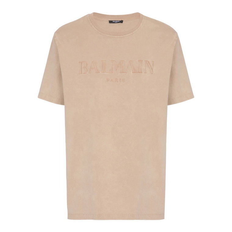 Luźny T-shirt z vintage haftem Balmain