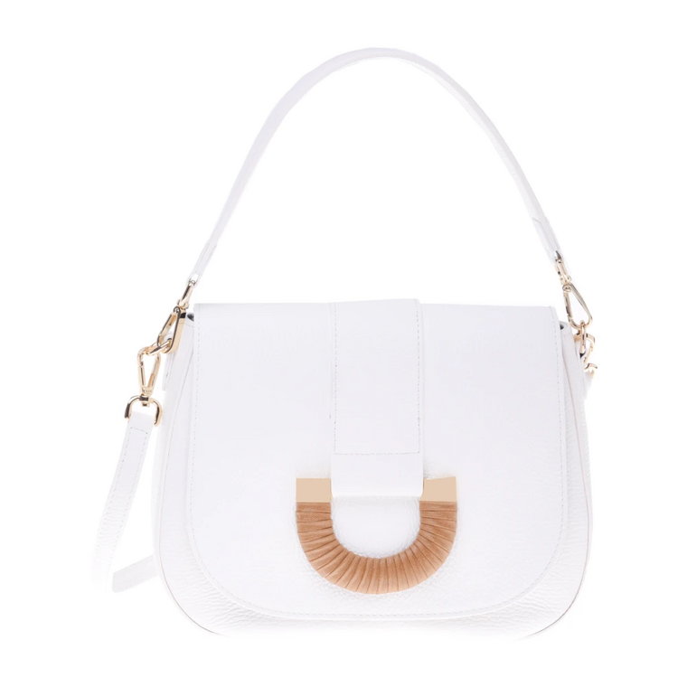 Handbag in white tumbled leather Baldinini