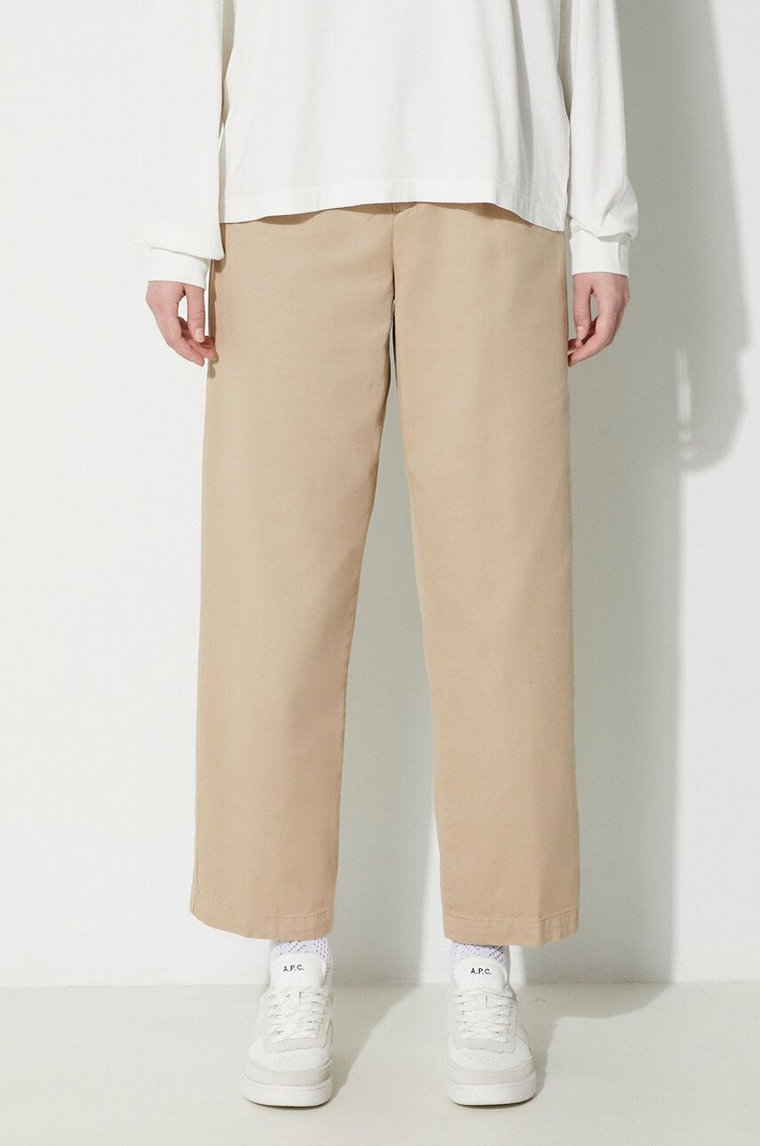 Carhartt WIP spodnie Cara Pant damskie kolor beżowy szerokie high waist I029802.G1GD
