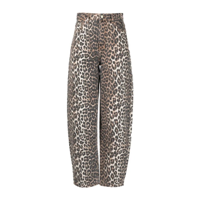 Leopard Print High-Waisted Jeans Ganni