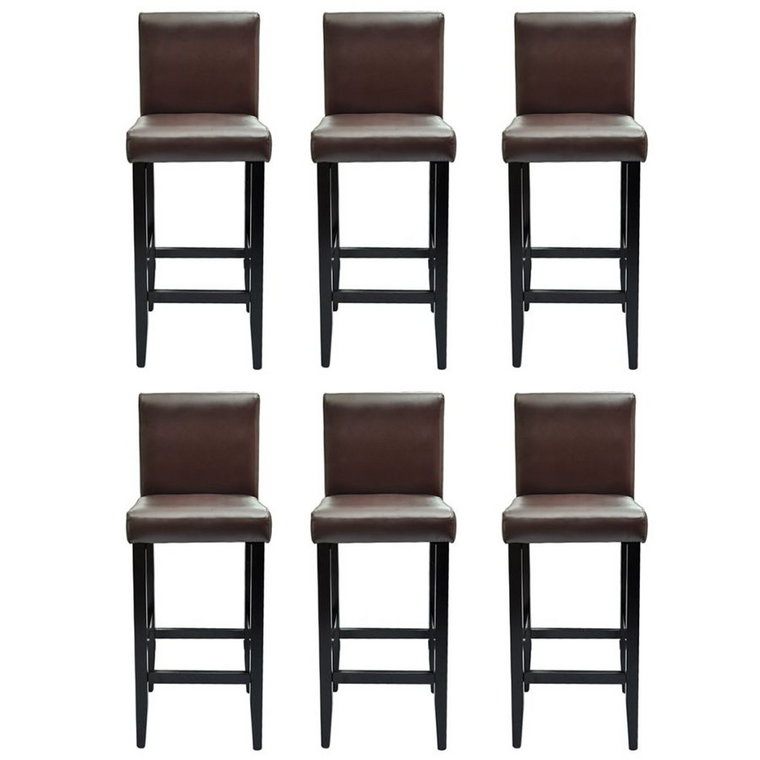 Krzesła barowe ze sztucznej skóry 6 szt. brązowe kod: V-160718