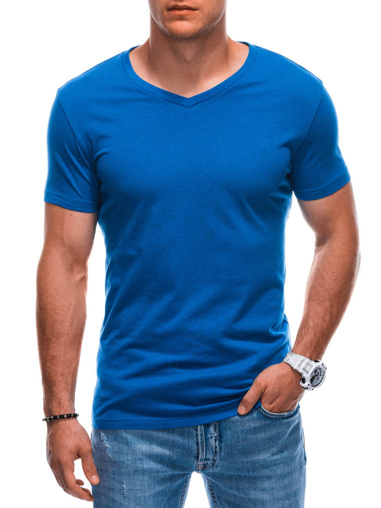 T-shirt męski basic V-neck EM-TSBS-0101 - niebieski V5