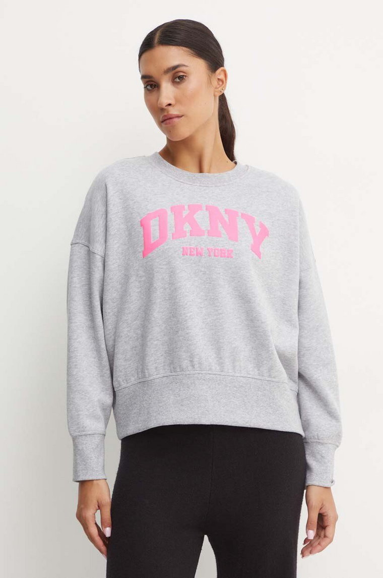 Dkny bluza damska kolor szary z aplikacją DP4T9944