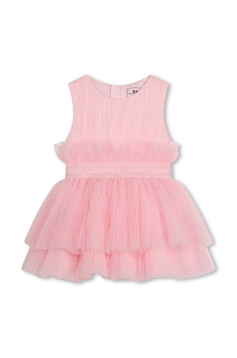 Karl Lagerfeld sukienka niemowlęca kolor różowy mini rozkloszowana