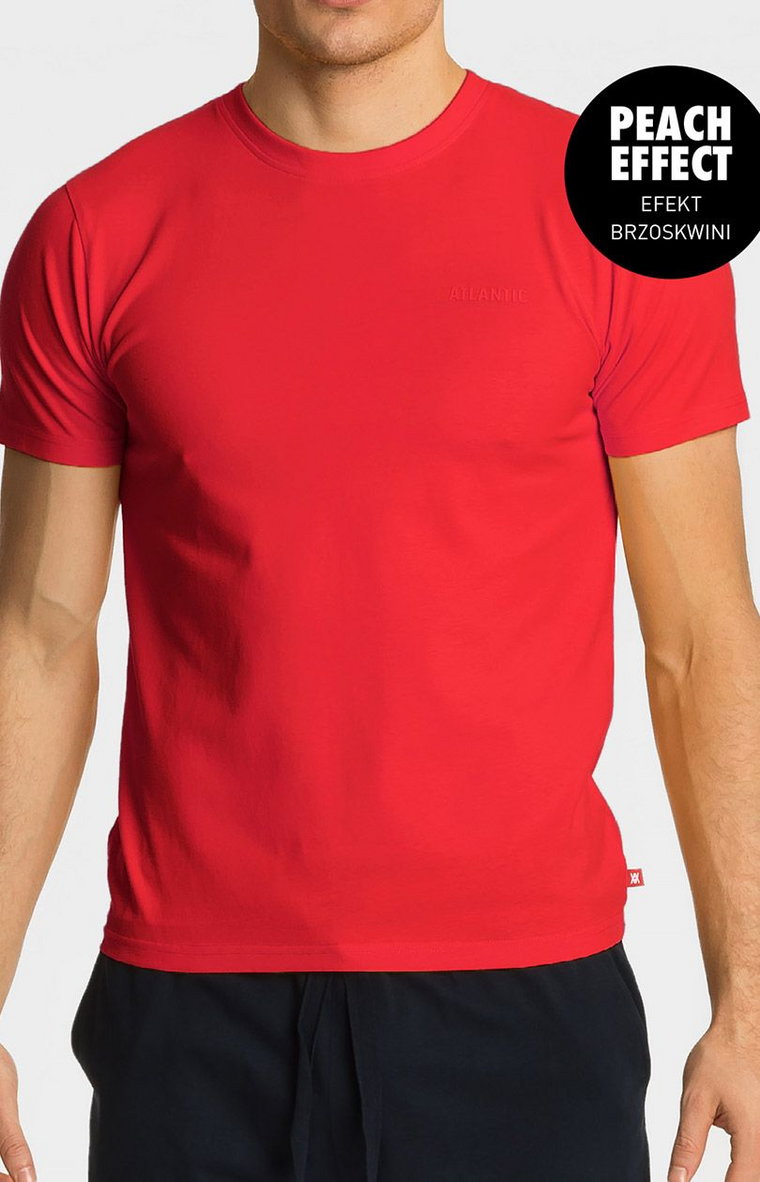 T-shirt męski z krótkim rękawem czerwony NMT-034, Kolor czerwony, Rozmiar L, ATLANTIC