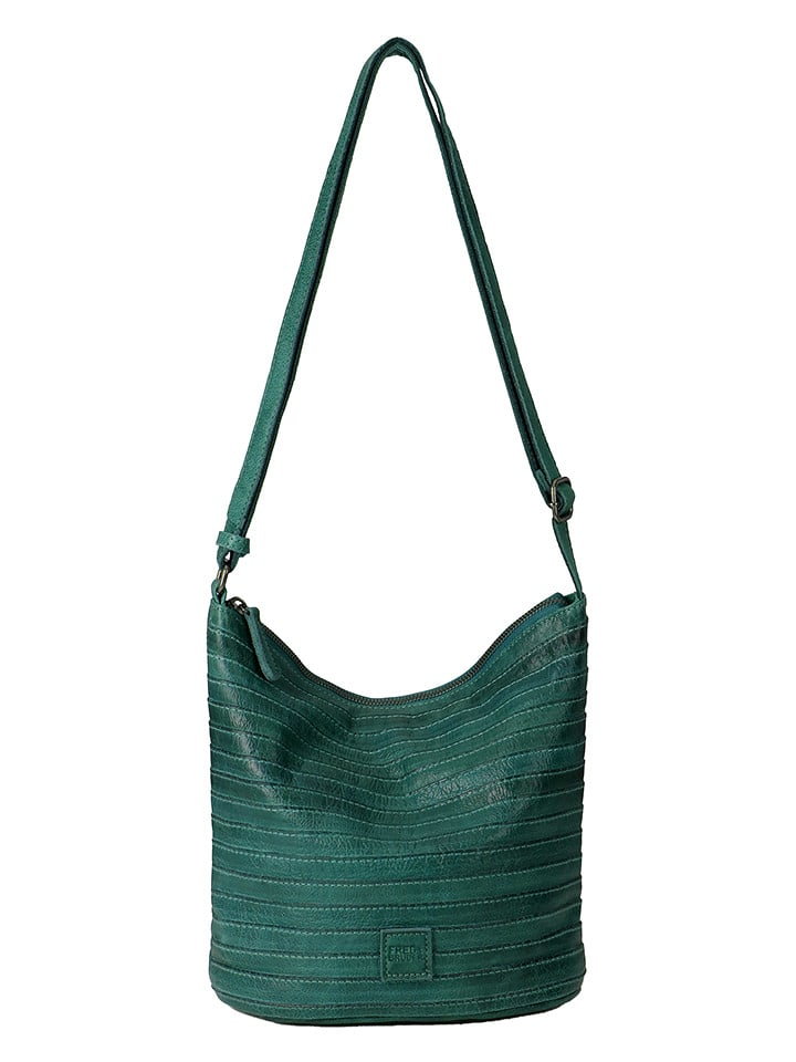 FREDs BRUDER Skórzana torebka w kolorze zielonym - 28 x 15 x 15 cm