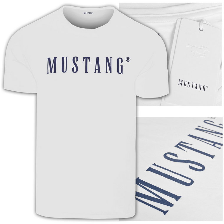 Mustang Koszulka Męska T-shirt Bawełniana 4222 Biała Rozmiar 2XL