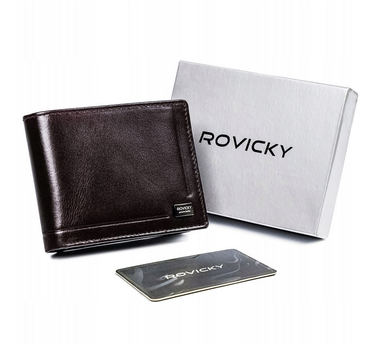 Skórzany, rozbudowany portfel męski RFID  Rovicky